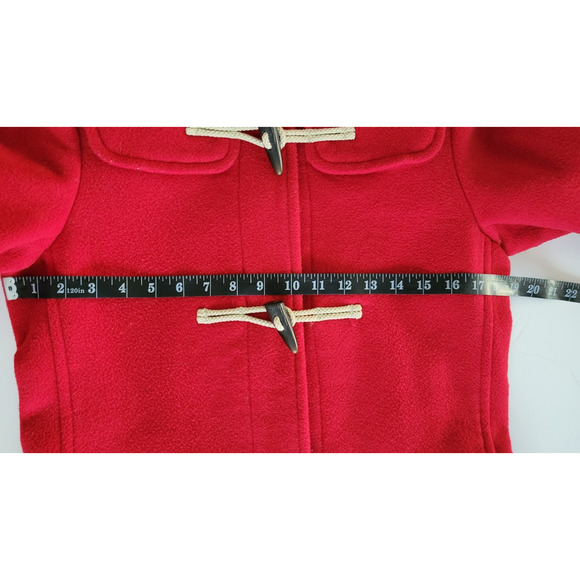 Uniqlo Women's M Red Wool Blend Hooded Duffle Coat Toggle Winter Jacket Warm - Picture 5 of 9